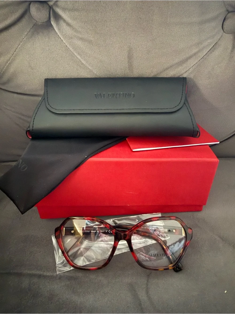 Valentino VA3073 5194 Eyeglass Frames Red Havana Black NEW In Box